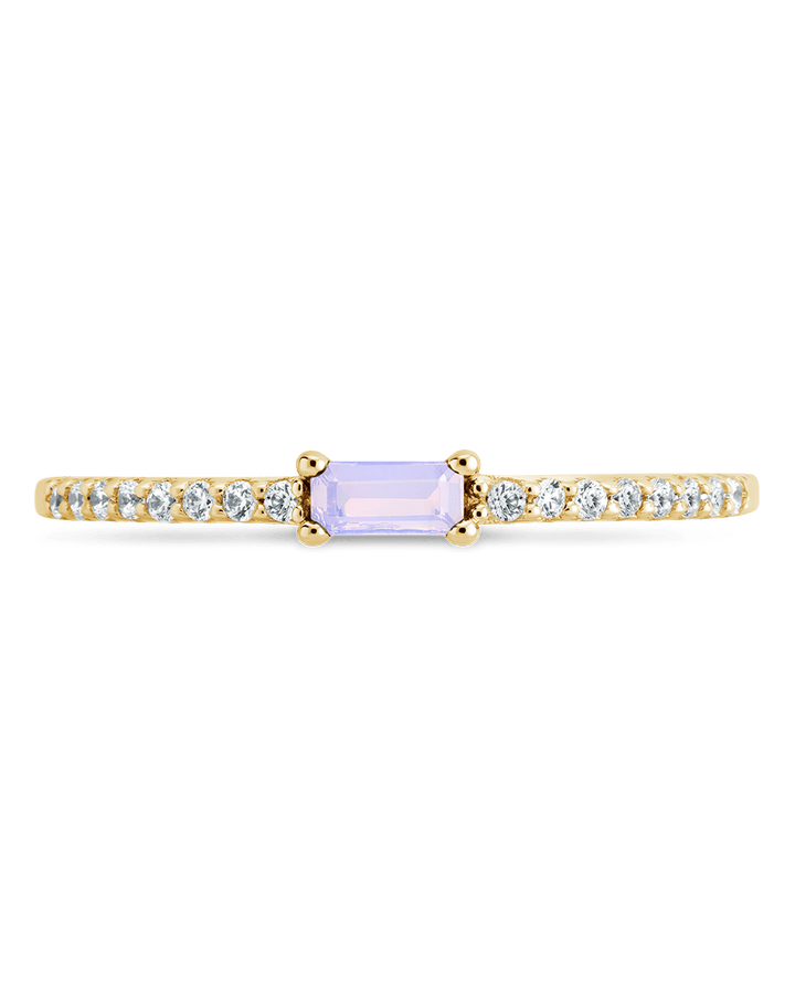 Moonstone CZ Thin Stacking Birthstone Ring