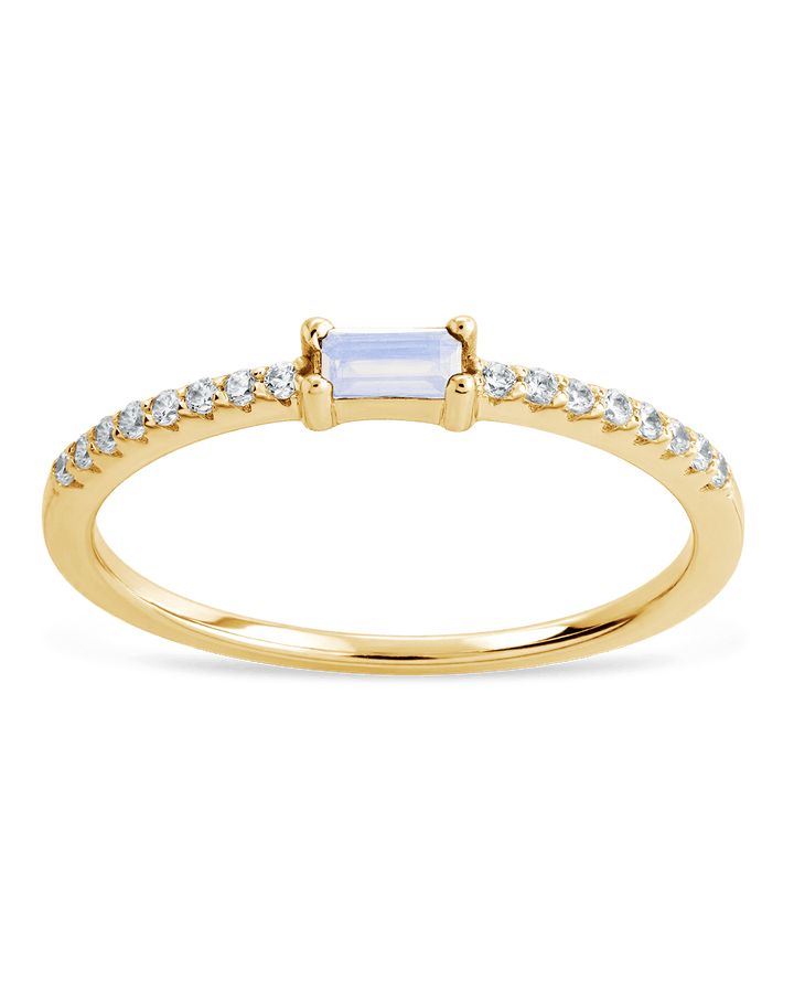 Moonstone CZ Thin Stacking Birthstone Ring