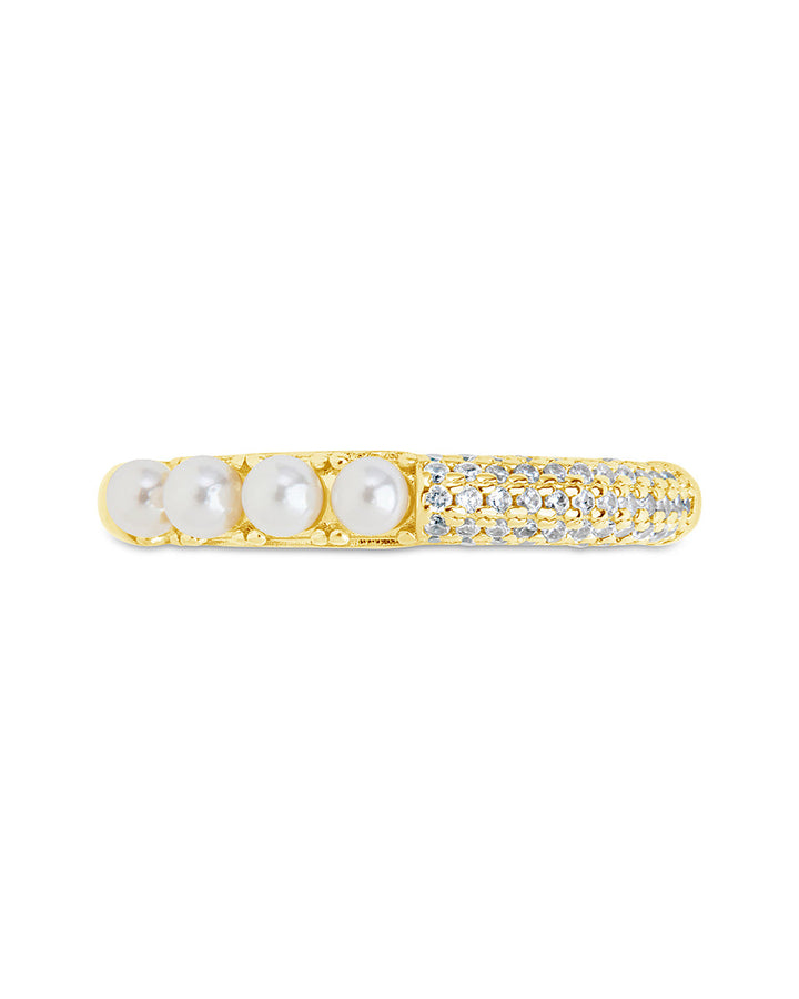 Evelyn CZ & Pearl Eternity Band Ring by Sterling Forever