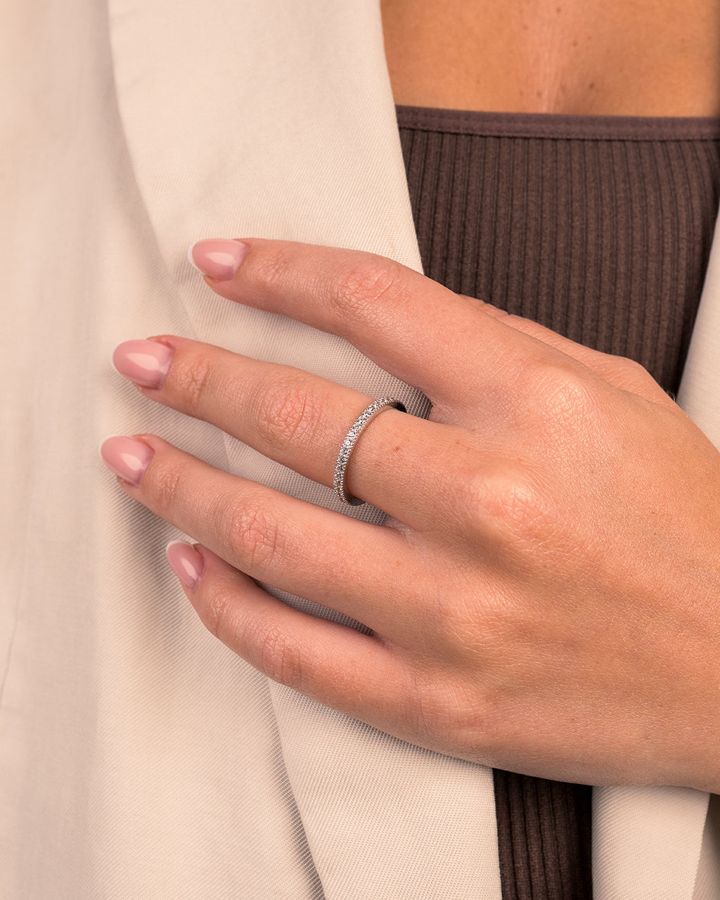 Thin CZ Band Ring - 2 mm