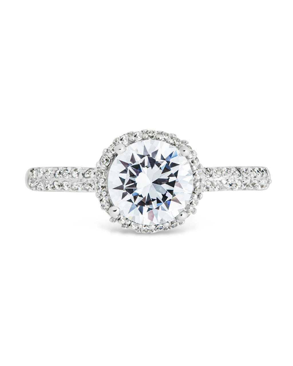Round Brilliant CZ Ring with Bead Set Border