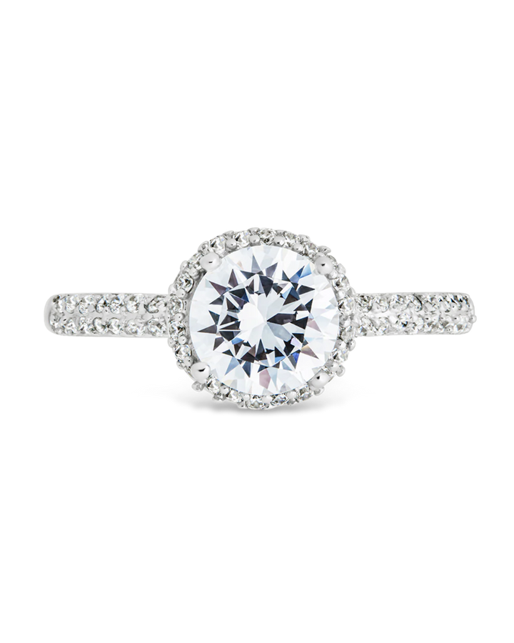 Round Brilliant CZ Ring with Bead Set Border