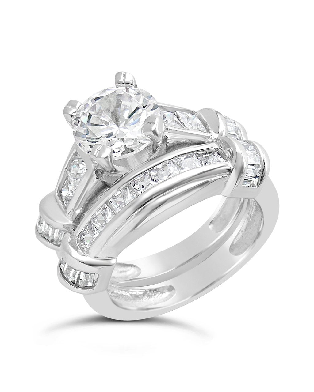 Sterling Silver Brilliant Cubic Zirconia Band Set of 2 by Sterling Forever