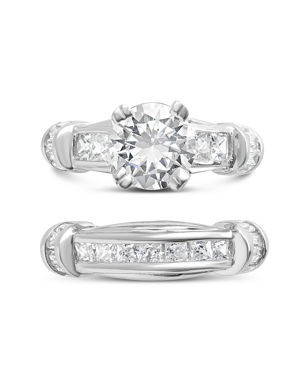 Sterling Silver Brilliant Cubic Zirconia Band Set of 2 by Sterling Forever