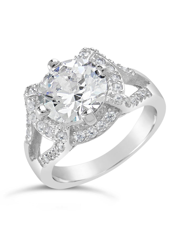 Split Shank CZ Halo Ring