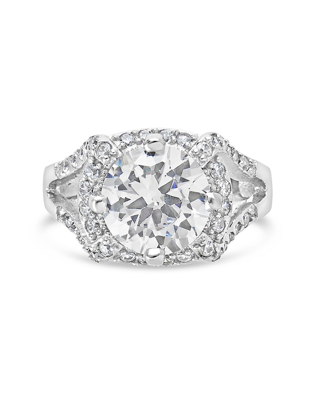Split Shank CZ Halo Ring