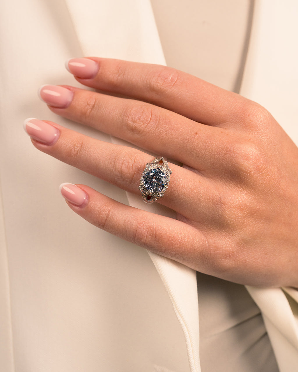 Split Shank CZ Halo Ring