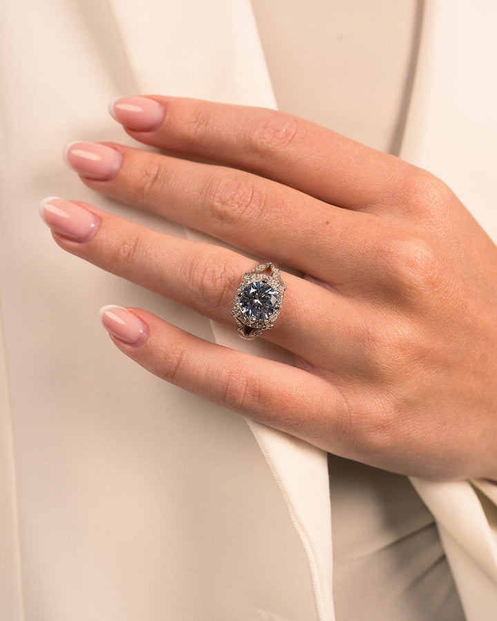 Split Shank CZ Halo Ring