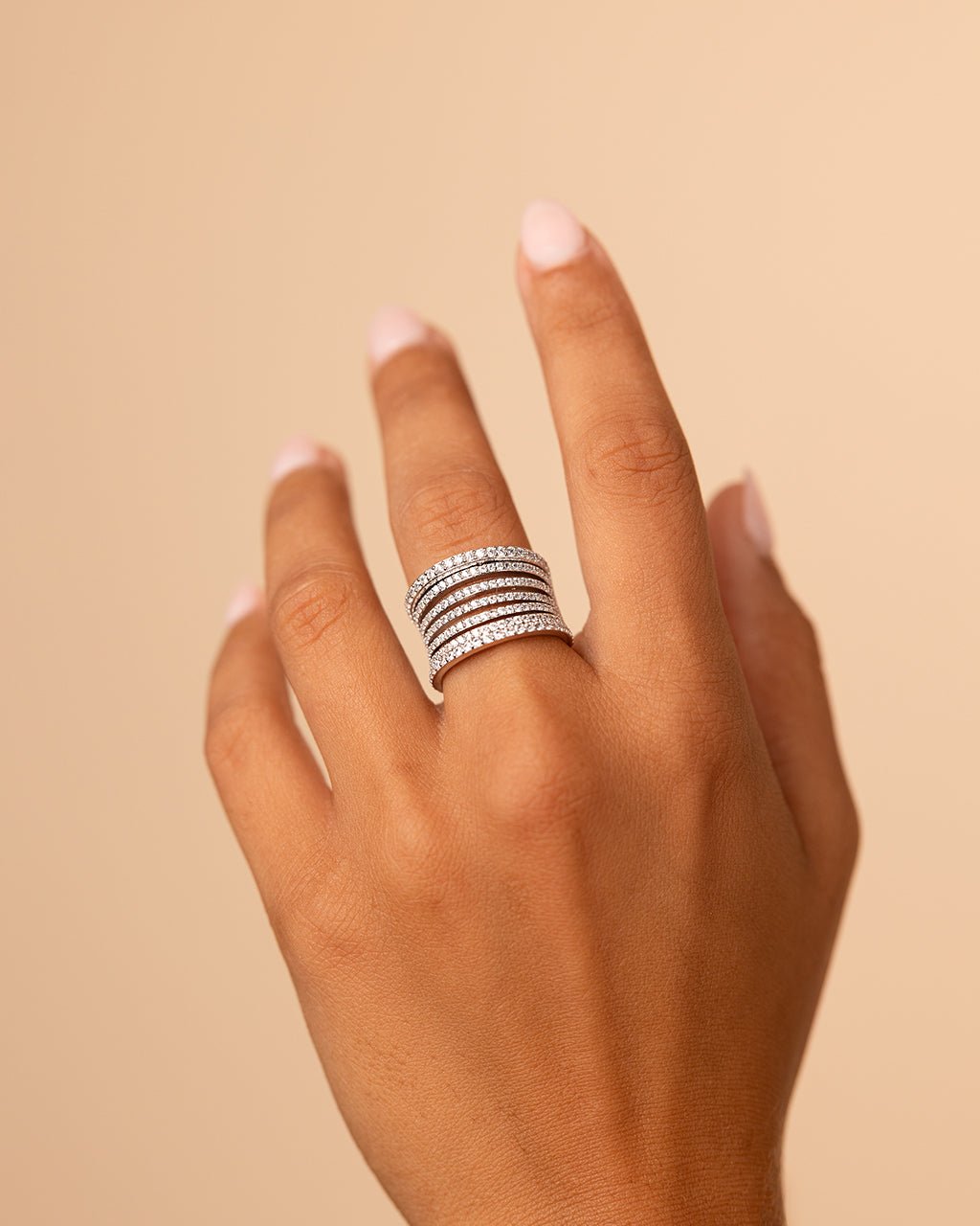 CZ Multi-Row Statement Ring