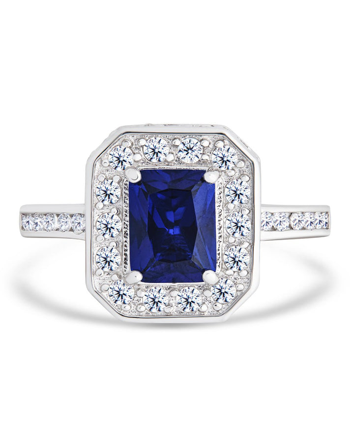 Emerald Cut Sapphire CZ Cocktail Ring