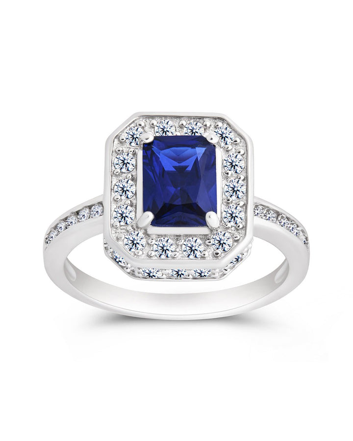 Emerald Cut Sapphire CZ Cocktail Ring