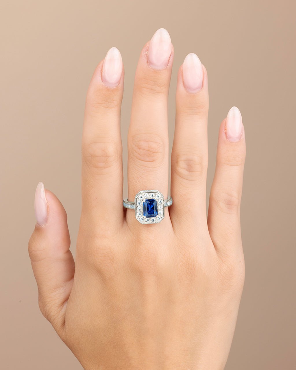 Emerald Cut Sapphire CZ Cocktail Ring