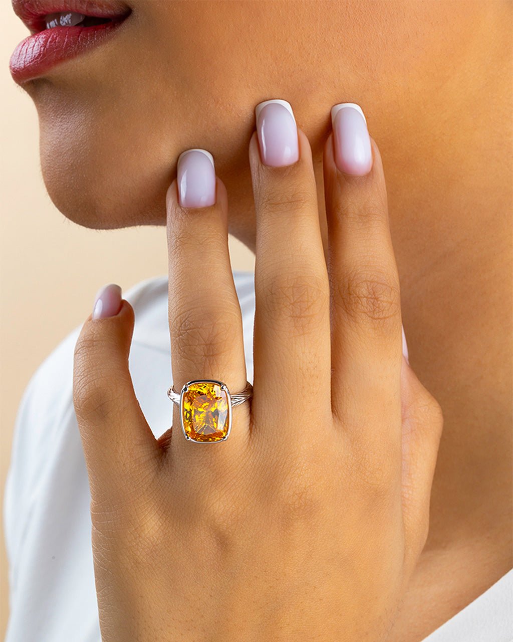 Canary Elongated Cushion CZ Cocktail Ring