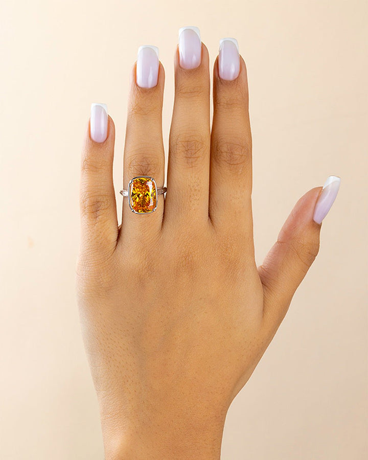 Canary Elongated Cushion CZ Cocktail Ring