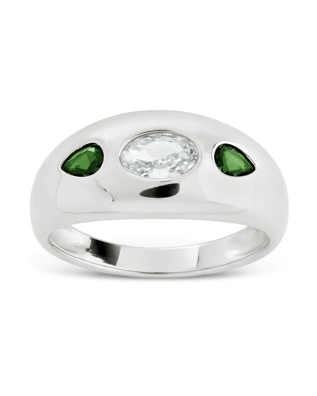 Triple-Stone Tapered Dome Ring