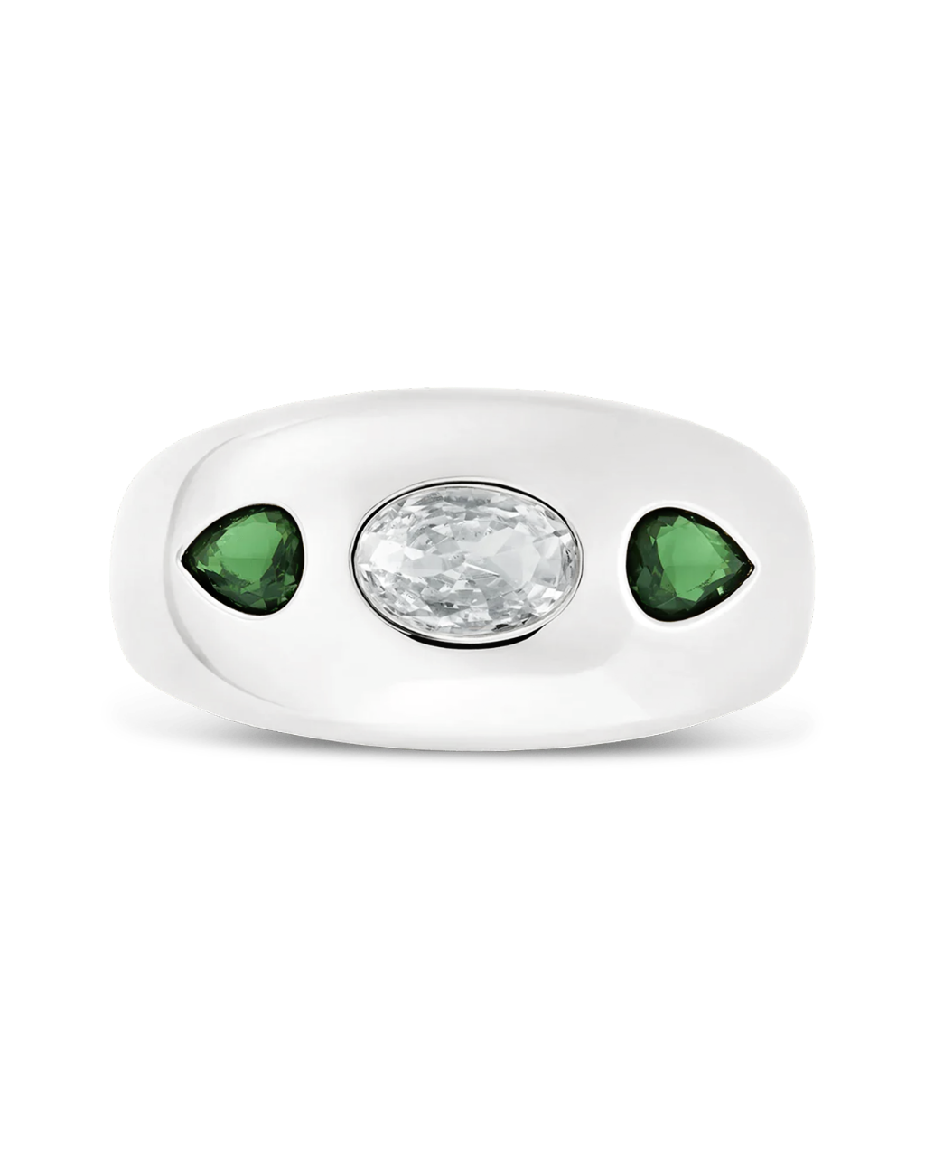 Triple-Stone Tapered Dome Ring