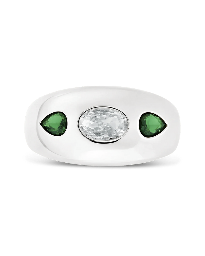 Triple-Stone Tapered Dome Ring