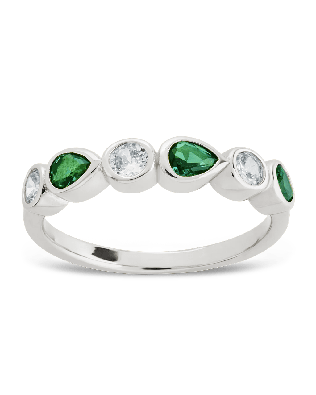 Pear and Round Bezel-Set Ring