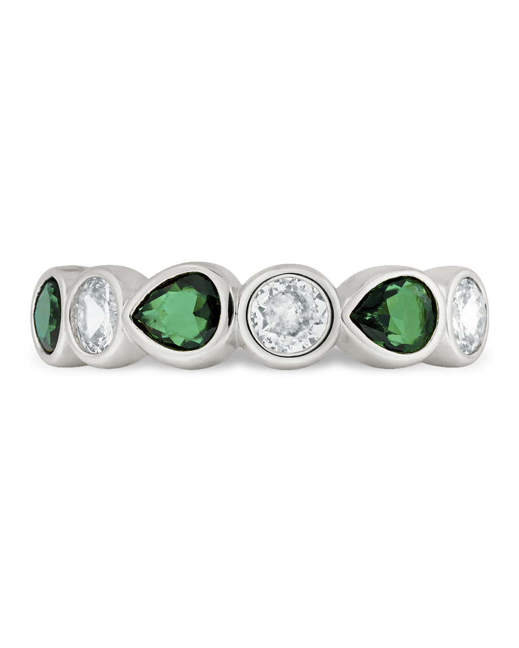 Pear and Round Bezel-Set Ring