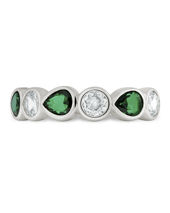 Pear and Round Bezel-Set Ring