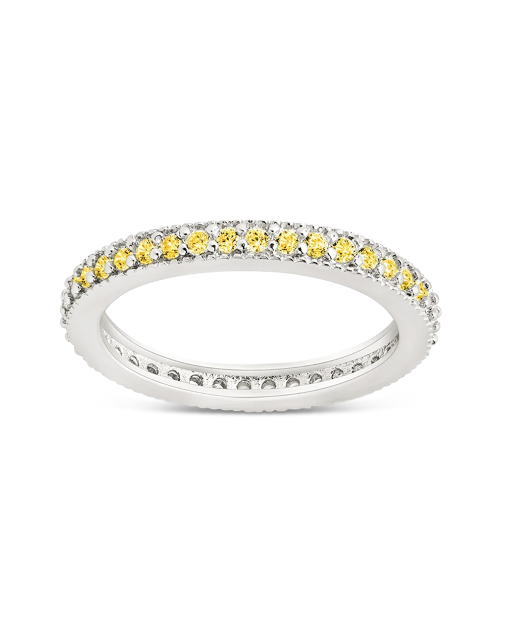 Thin Canary CZ Band Ring - 2.5mm