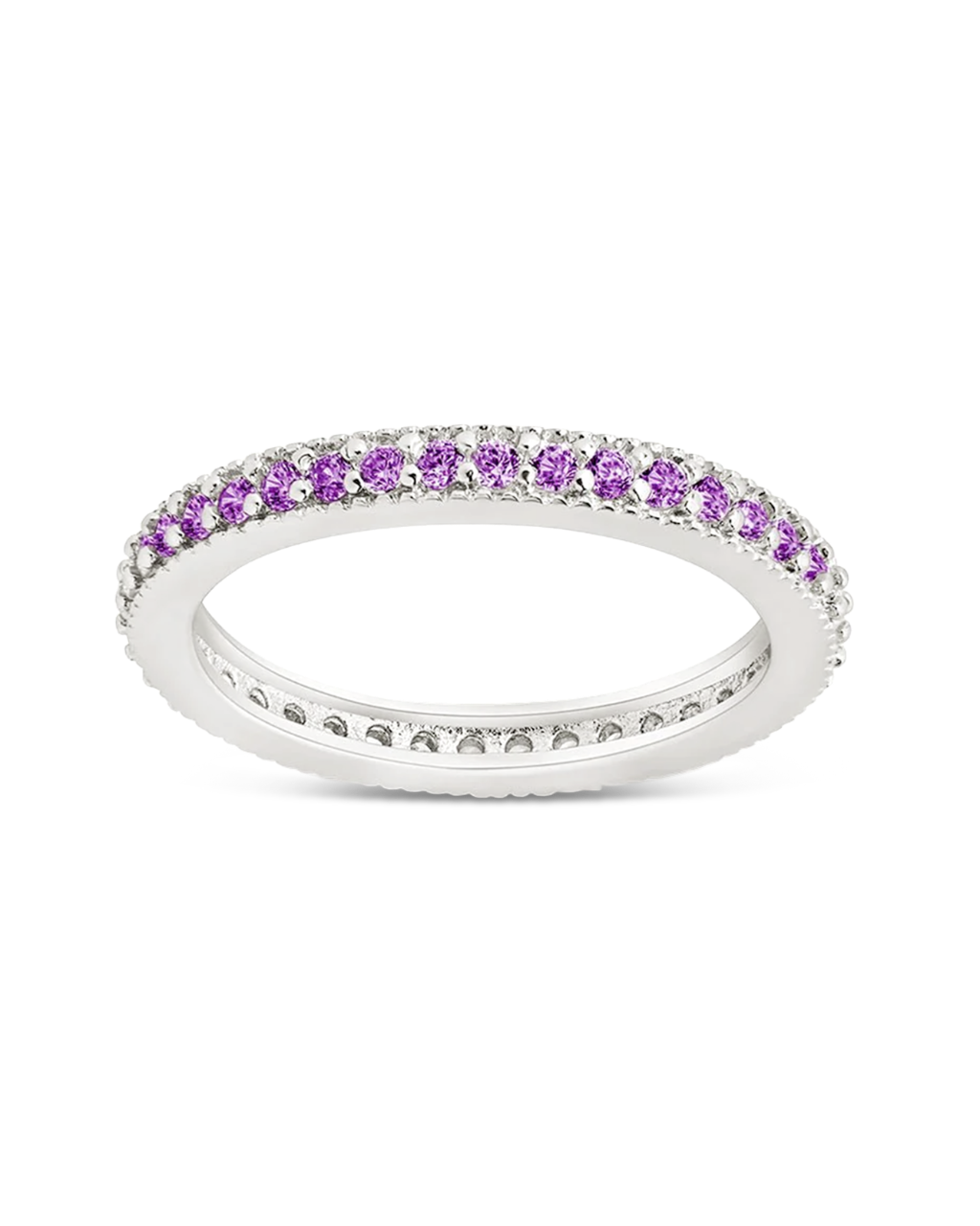 Thin Amethyst CZ Band Ring - 2.5mm