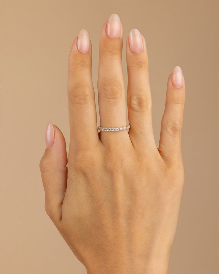 Thin Amethyst CZ Band Ring - 2.5mm