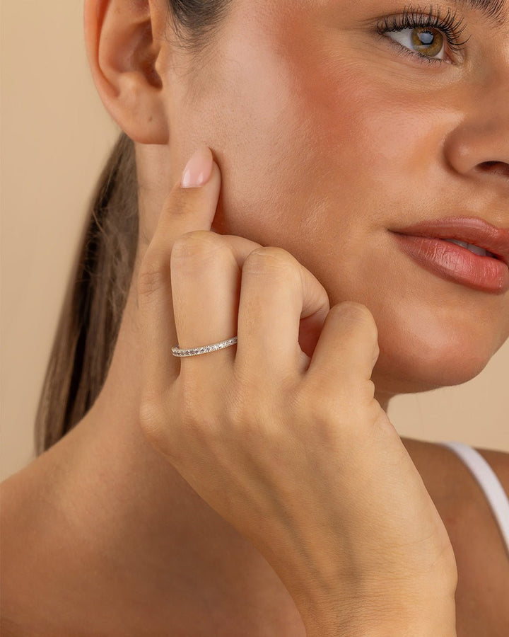 Thin Amethyst CZ Band Ring - 2.5mm