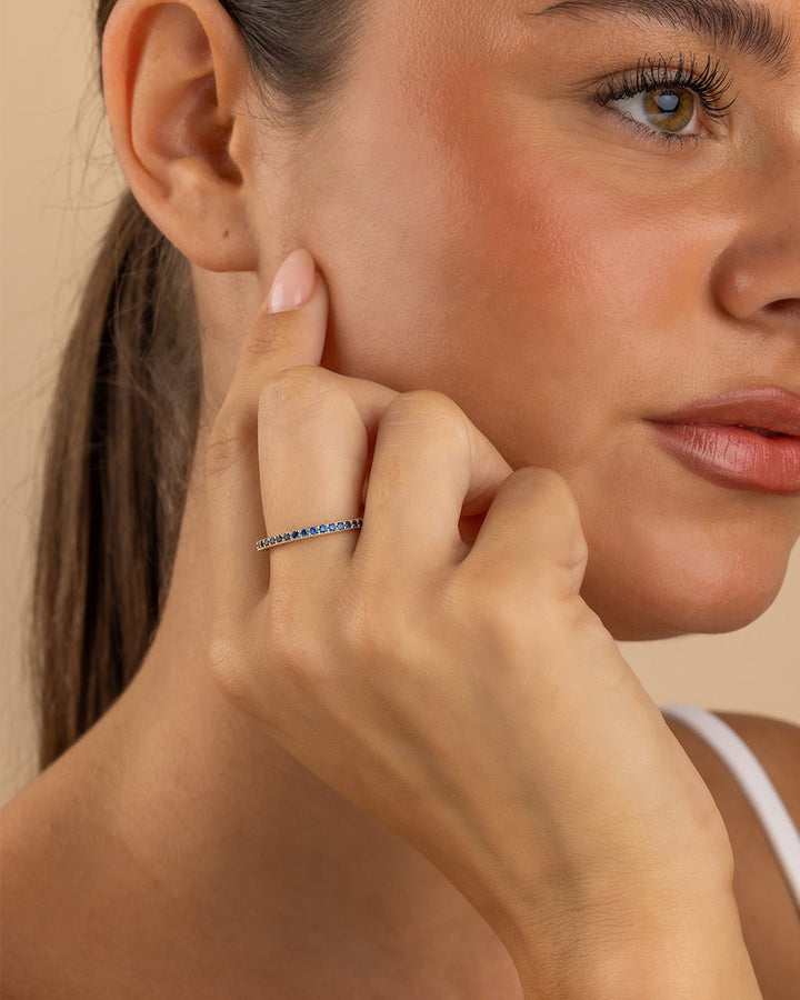 Thin Sapphire CZ Band Ring - 2.5mm