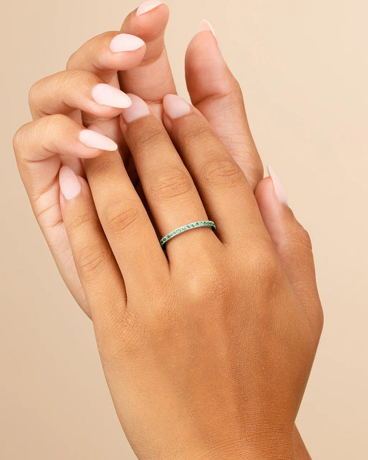 Emerald CZ Band Ring - 2.5mm