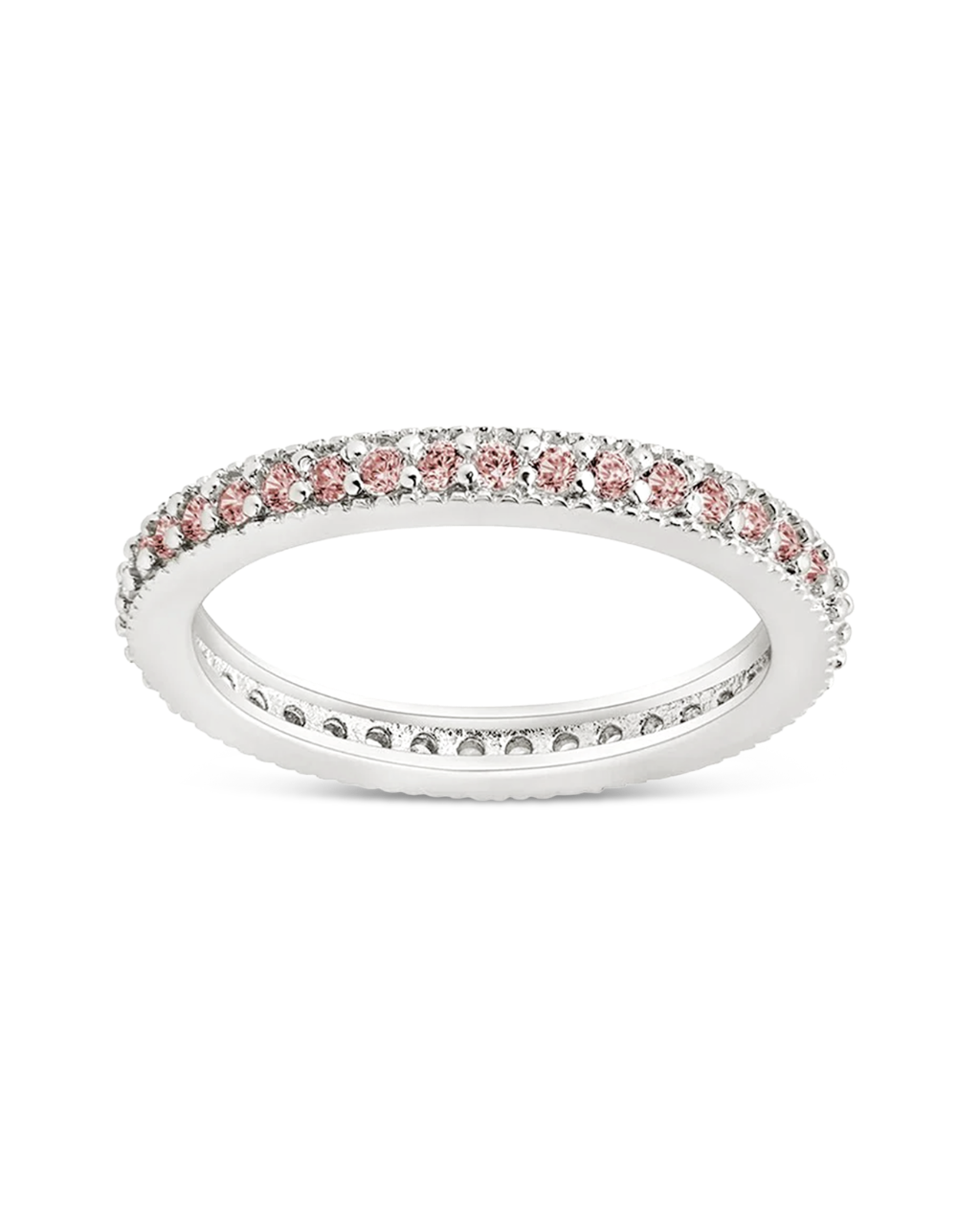 Thin Pink CZ Band Ring - 2.5mm