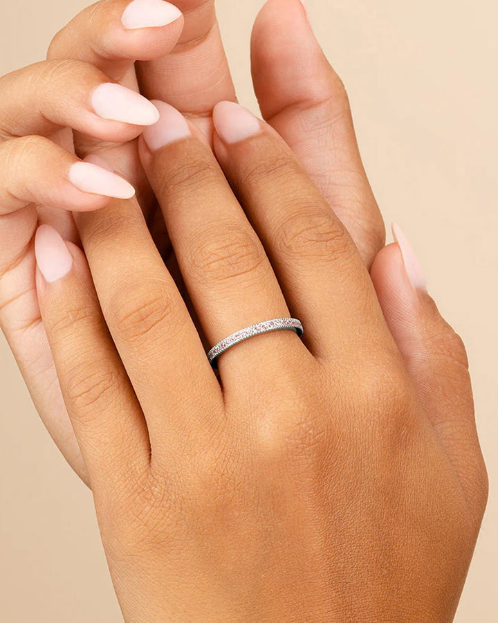 Thin Pink CZ Band Ring - 2.5mm