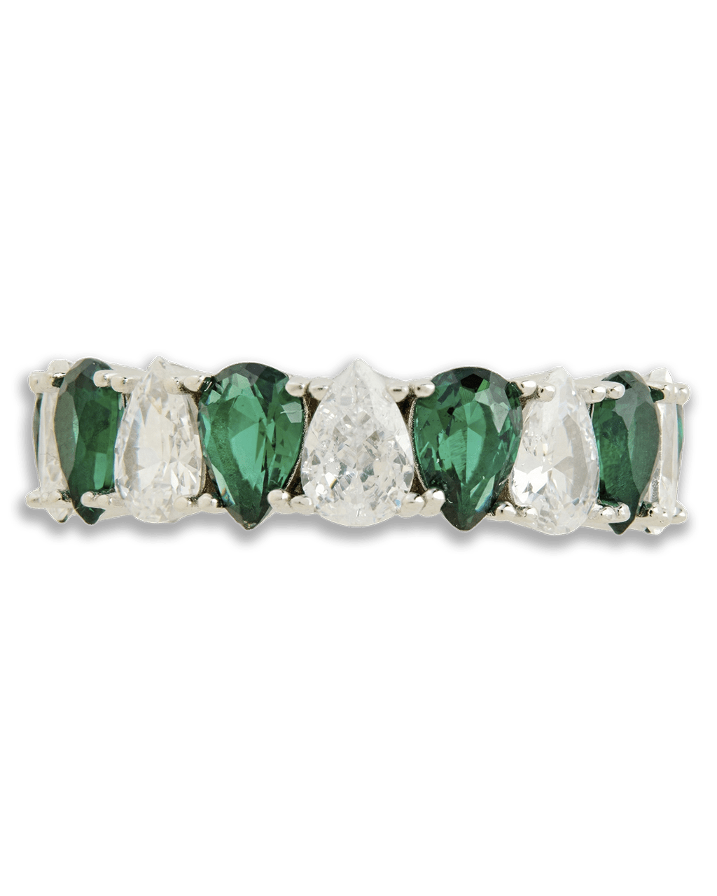 Pear Cut Emerald CZ Celebration Band Ring