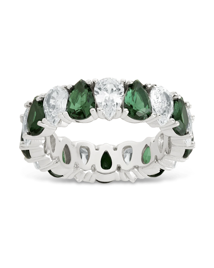Pear Cut Emerald CZ Celebration Band Ring