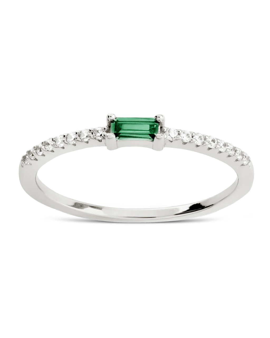 Emerald CZ Thin Stacking Birthstone Ring