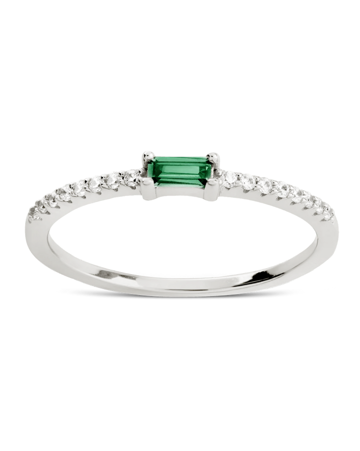 Emerald CZ Thin Stacking Birthstone Ring