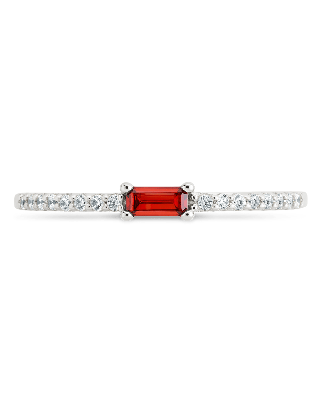 Garnet CZ Thin Stacking Birthstone Ring