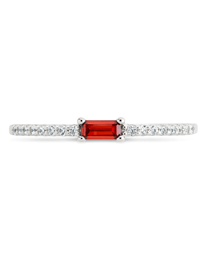 Garnet CZ Thin Stacking Birthstone Ring