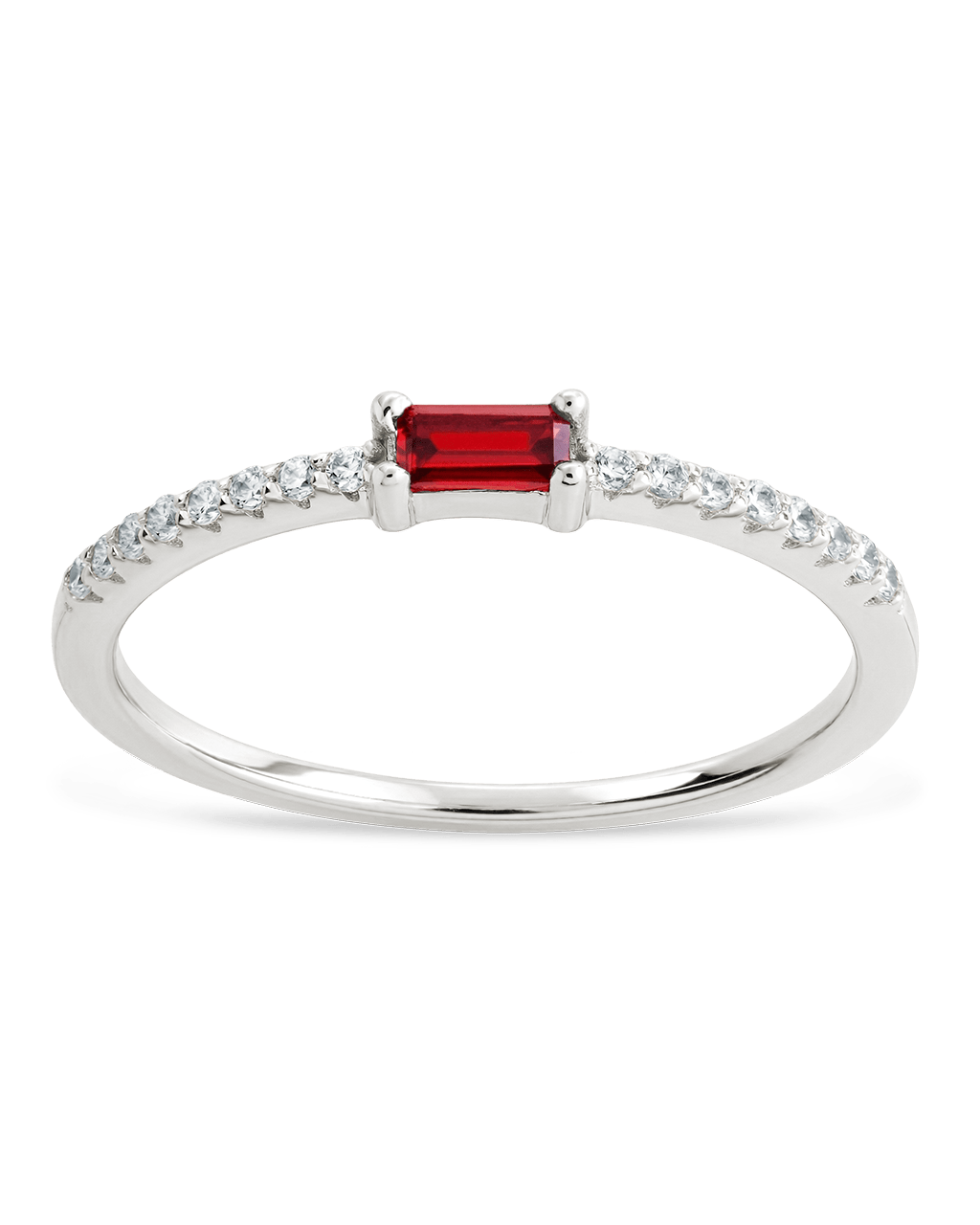 Garnet CZ Thin Stacking Birthstone Ring