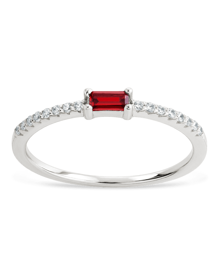 Garnet CZ Thin Stacking Birthstone Ring