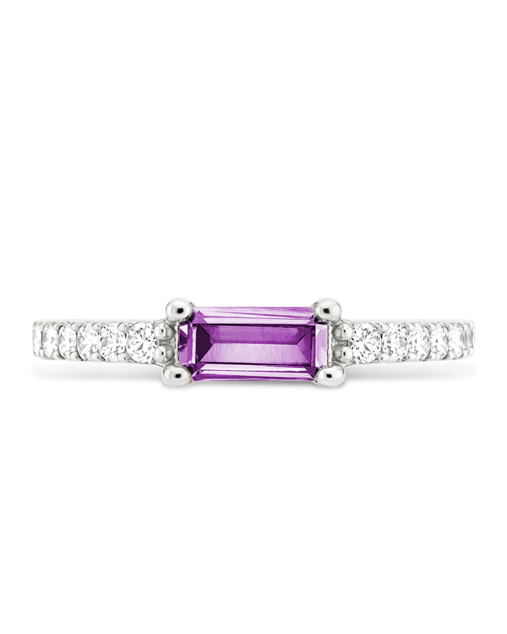 Amethyst CZ Thin Stacking Birthstone Ring