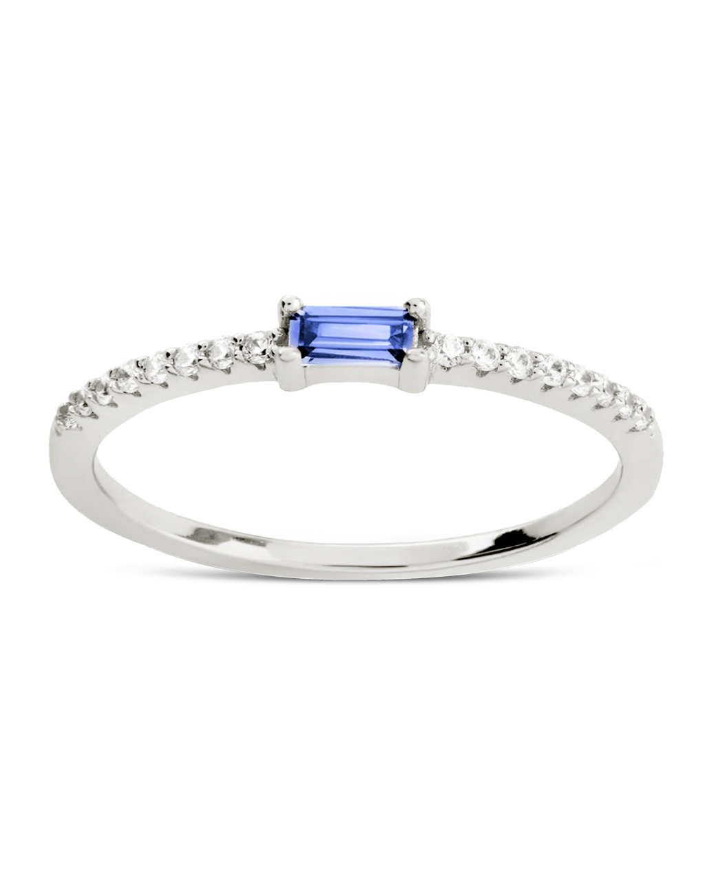 Aquamarine CZ Thin Stacking Birthstone Ring