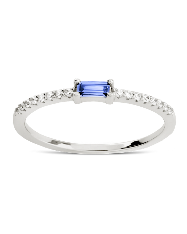 Aquamarine CZ Thin Stacking Birthstone Ring