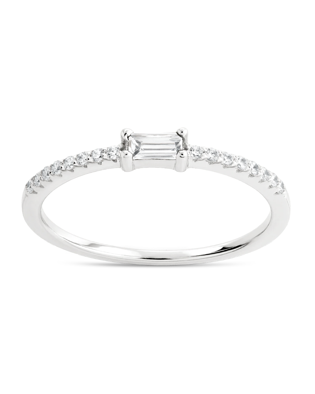 Clear CZ Thin Stacking Birthstone Ring