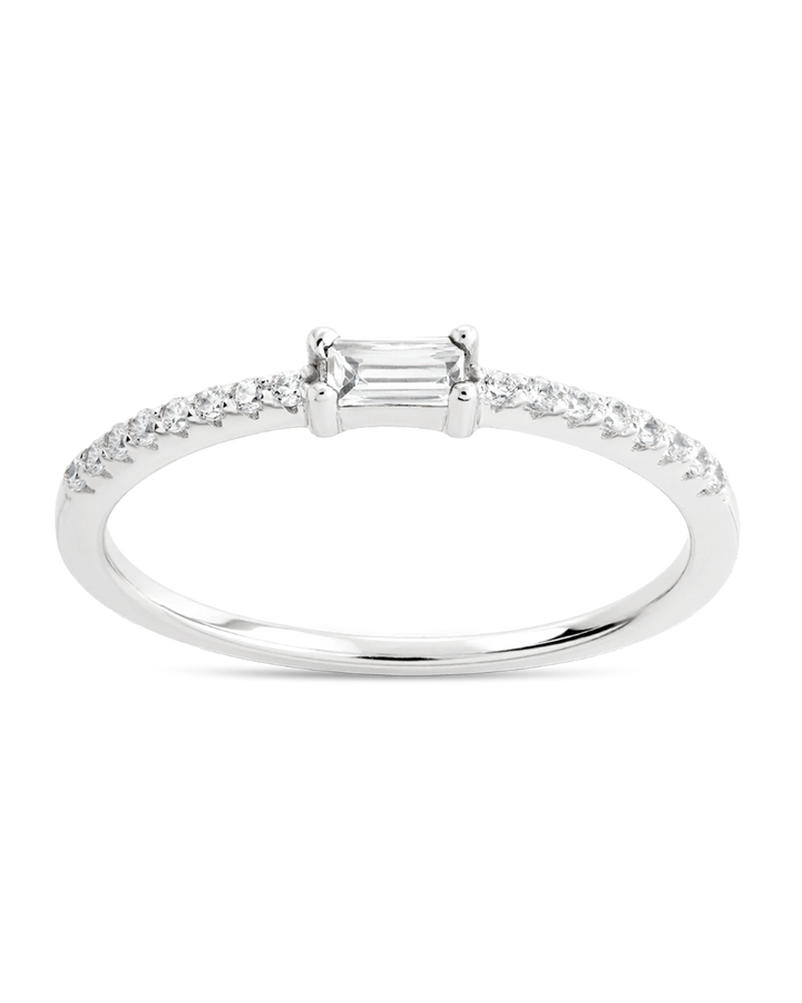 Clear CZ Thin Stacking Birthstone Ring