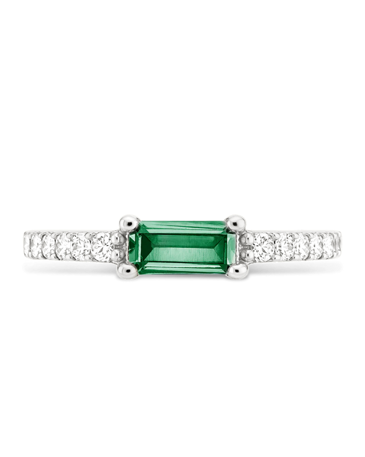 Emerald CZ Thin Stacking Birthstone Ring
