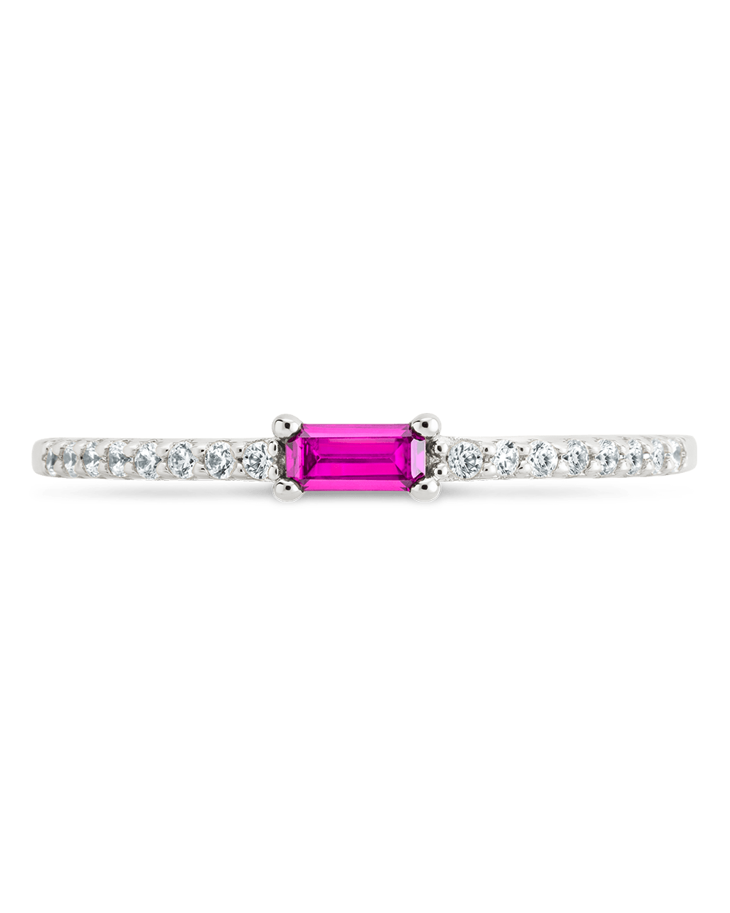 Ruby CZ Thin Stacking Birthstone Ring