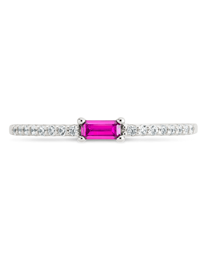 Ruby CZ Thin Stacking Birthstone Ring