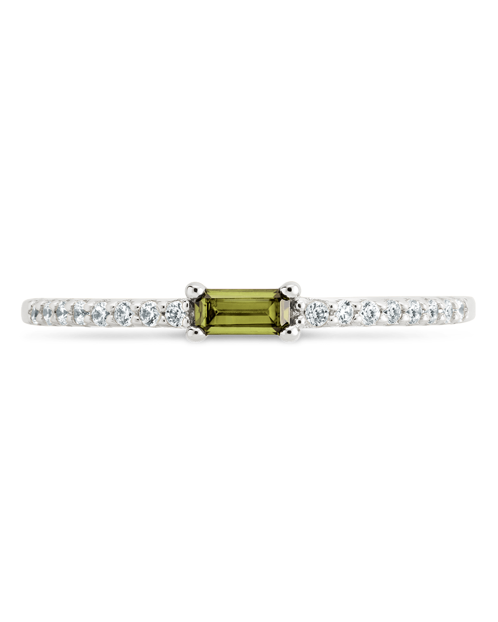 Peridot CZ Thin Stacking Birthstone Ring