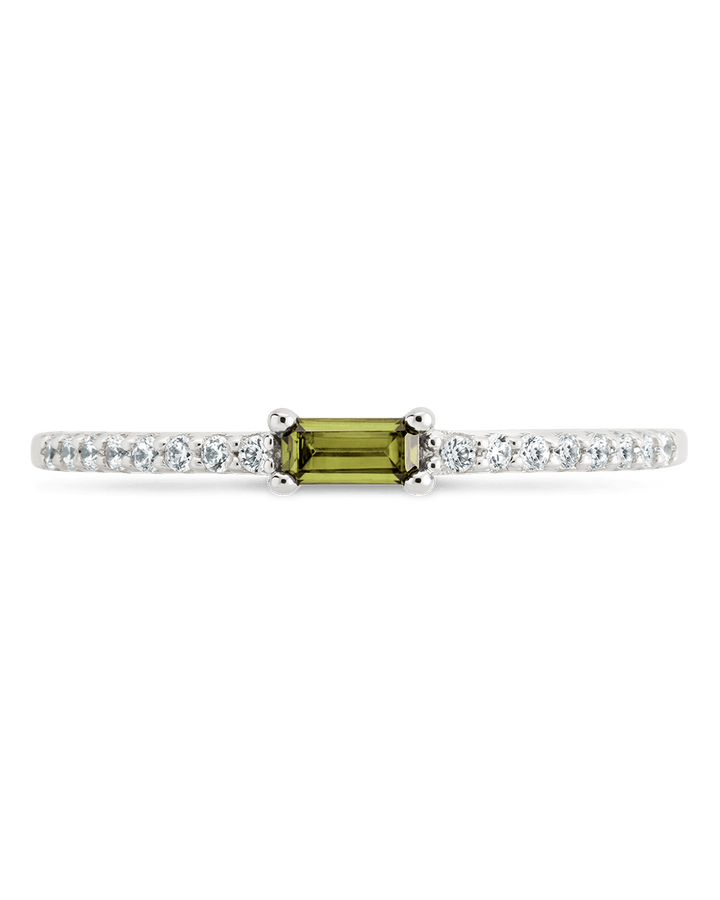 Peridot CZ Thin Stacking Birthstone Ring